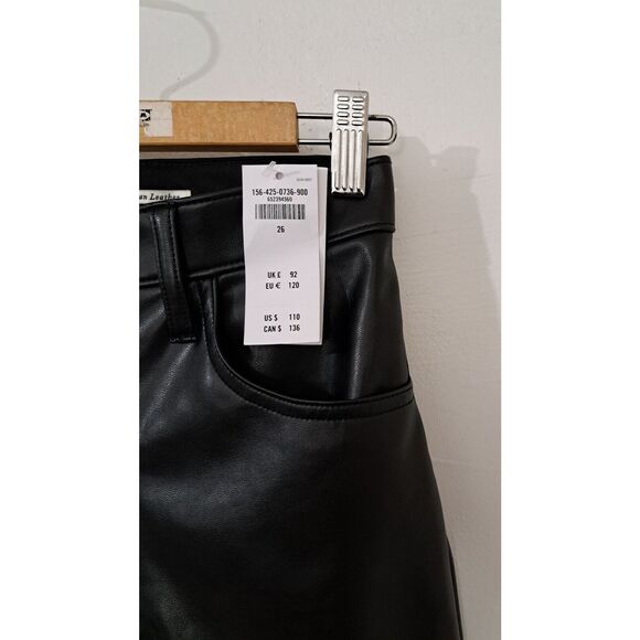 Abercrombie & Fitch womens Sz 26 black Vegan Leather winter pants Ultra Hi Rise - Picture 4 of 8